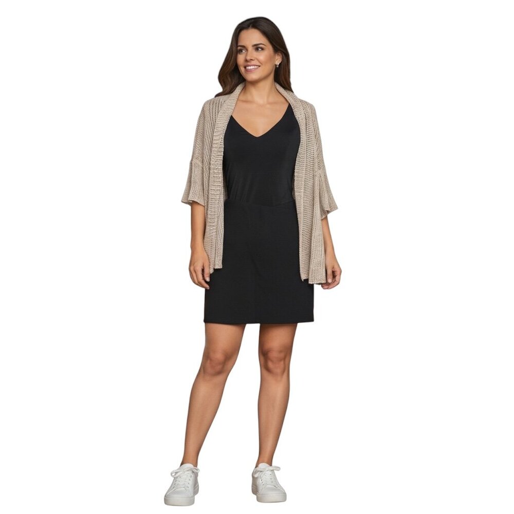 100% Organic Linen Cardigan Eileen Fisher Open Weave- Small, Beige